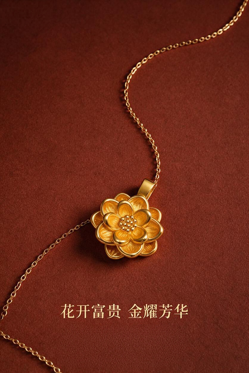 莲花吊坠 足金999 XG60711