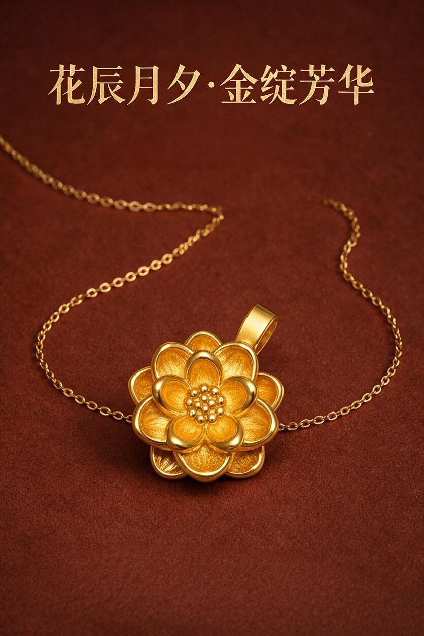 莲花吊坠 足金999 XG60711