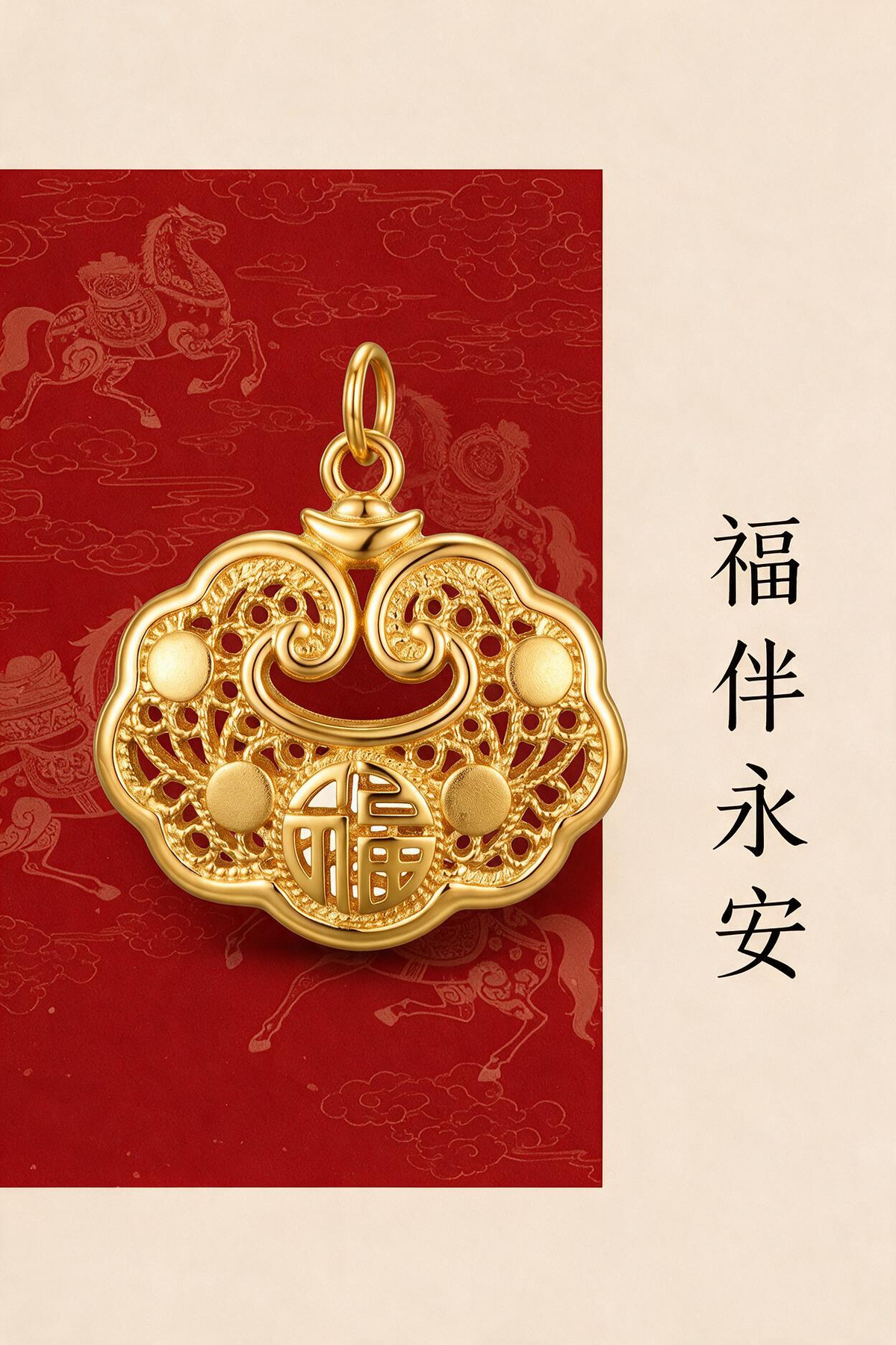 如意平安锁 足金999 XG60707