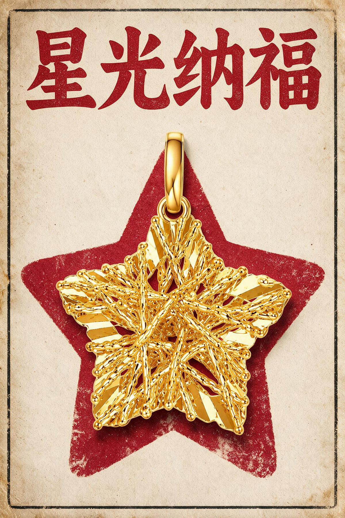 镂空星星吊坠 足金999 XG60708