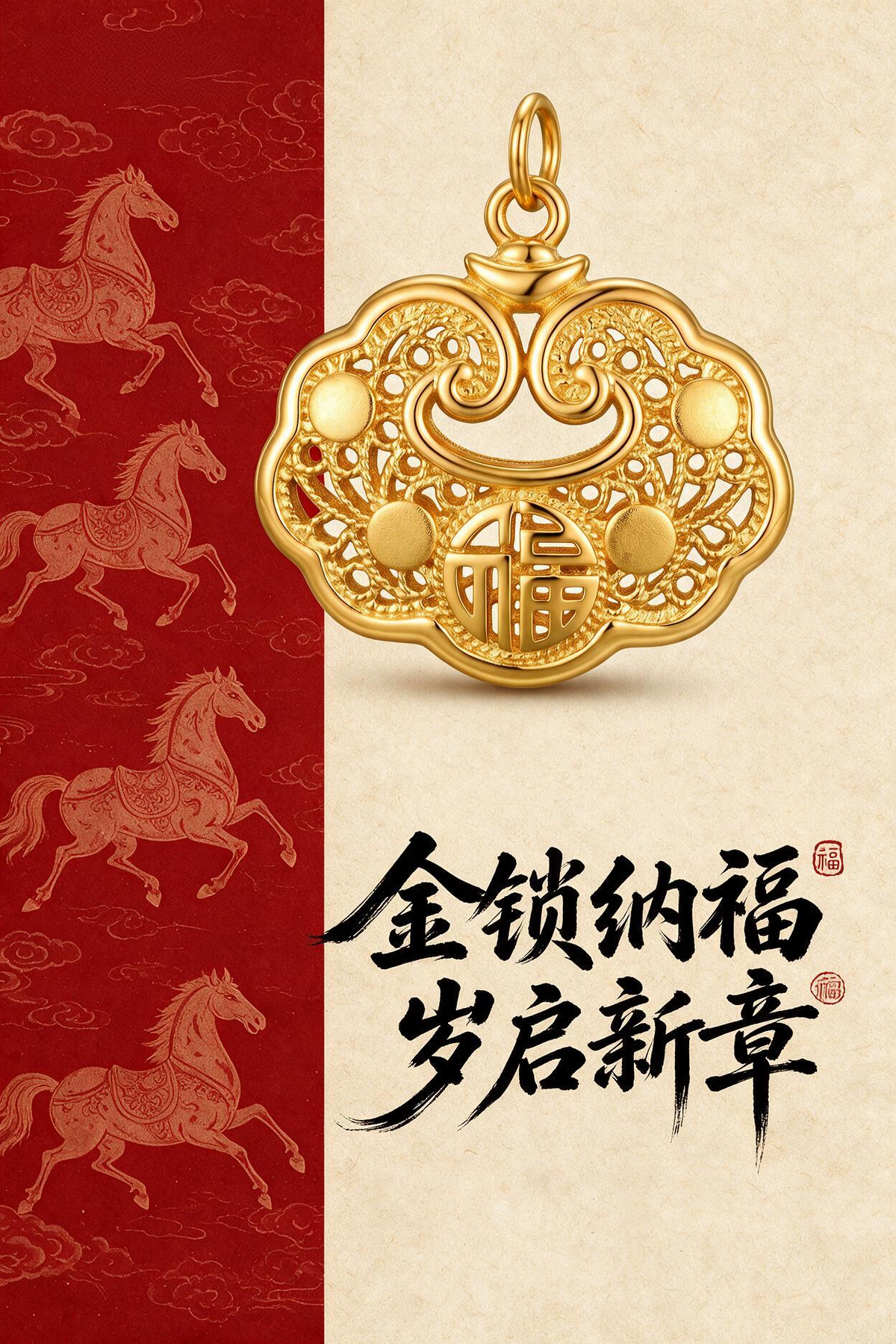 如意平安锁 足金999 XG60707