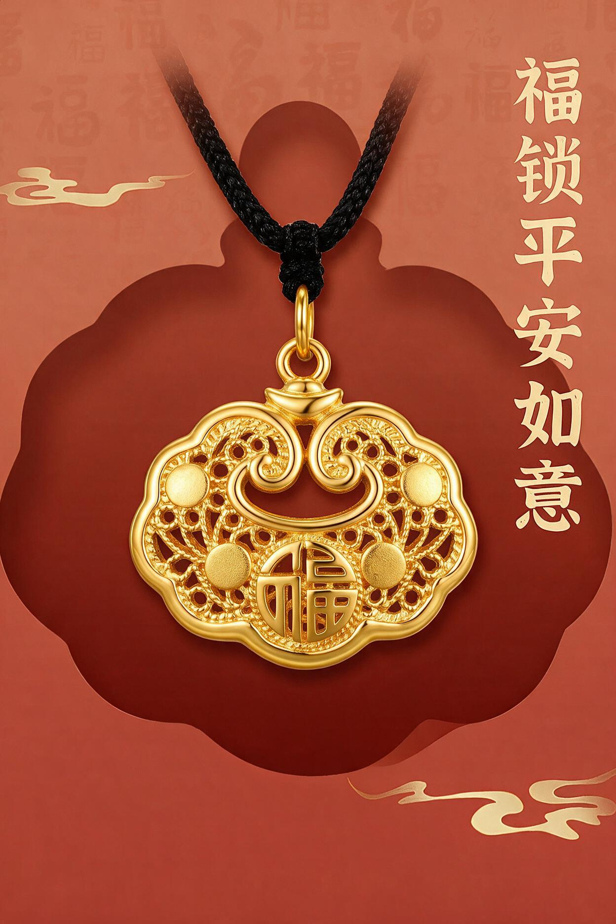 如意平安锁 足金999 XG60707